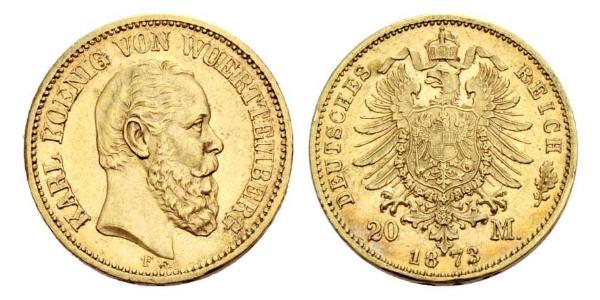 20 Mark Königreich Württemberg (1806-1918) Gold 