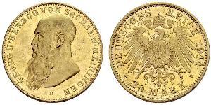 20 Mark States of Germany Gold Georg II, Duke of Saxe-Meiningen