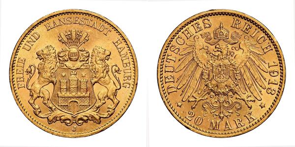 20 Mark States of Germany Gold 