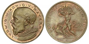 20 Mark Königreich Bayern (1806 - 1918) Kupfer Ludwig III. (Bayern) (1845 – 1921)