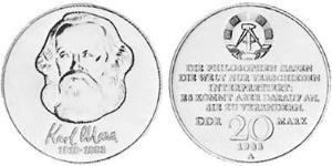 20 Mark Deutsche Demokratische Republik (1949-1990) Kupfer/Nickel Karl Marx