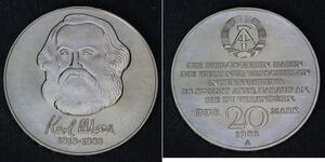 20 Mark República Democrática Alemana (1949-1990) Níquel/Cobre Karl Marx