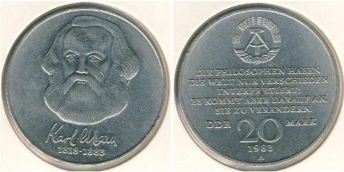 20 Mark República Democrática Alemana (1949-1990) Níquel/Cobre Karl Marx