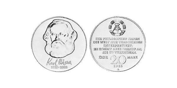 20 Mark República Democrática Alemana (1949-1990) Níquel/Cobre Karl Marx
