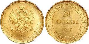 20 Mark Empire russe (1720-1917) / Grand-duché de Finlande (1809 - 1917) Or Alexandre III (1845 -1894)