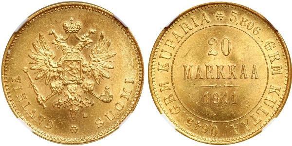 20 Mark Empire russe (1720-1917) / Grand-duché de Finlande (1809 - 1917) Or Alexandre III (1845 -1894)