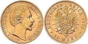 20 Mark Royaume de Bavière (1806 - 1918) Or Louis II de Bavière (1845-1886)(1845 – 1886)