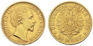 20 Mark Royaume de Bavière (1806 - 1918) Or Louis II de Bavière (1845-1886)(1845 – 1886)