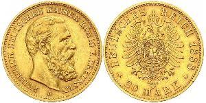 20 Mark Royaume de Prusse (1701-1918) Or Frédéric III (Empire allemand) (1831-1888)