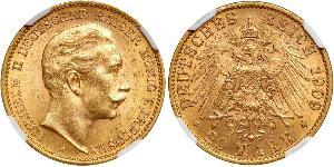 20 Mark Royaume de Prusse (1701-1918) Or Wilhelm II, German Emperor (1859-1941)