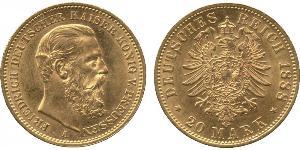 20 Mark Royaume de Prusse (1701-1918) Or Frédéric III (Empire allemand) (1831-1888)