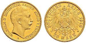 20 Mark Royaume de Prusse (1701-1918) Or Wilhelm II, German Emperor (1859-1941)