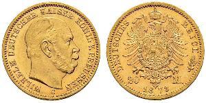 20 Mark Royaume de Prusse (1701-1918) Or Wilhelm I, German Emperor (1797-1888)