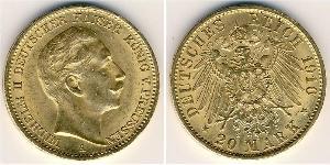 20 Mark Royaume de Prusse (1701-1918) Or Wilhelm II, German Emperor (1859-1941)