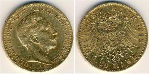 20 Mark Royaume de Prusse (1701-1918) Or Wilhelm II, German Emperor (1859-1941)