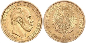 20 Mark Royaume de Prusse (1701-1918) Or Wilhelm I, German Emperor (1797-1888)