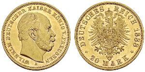 20 Mark Royaume de Prusse (1701-1918) Or Wilhelm I, German Emperor (1797-1888)