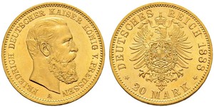 20 Mark Royaume de Prusse (1701-1918) Or Frédéric III (Empire allemand) (1831-1888)