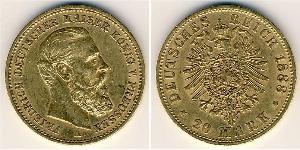 20 Mark Royaume de Prusse (1701-1918) Or Frédéric III (Empire allemand) (1831-1888)