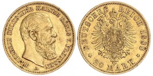 20 Mark Royaume de Prusse (1701-1918) Or Frédéric III (Empire allemand) (1831-1888)