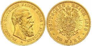 20 Mark Royaume de Prusse (1701-1918) Or Frédéric III (Empire allemand) (1831-1888)