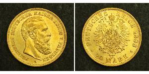 20 Mark Royaume de Prusse (1701-1918) Or Frédéric III (Empire allemand) (1831-1888)
