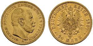 20 Mark Royaume de Prusse (1701-1918) Or Wilhelm I, German Emperor (1797-1888)