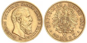 20 Mark Royaume de Prusse (1701-1918) Or Frédéric III (Empire allemand) (1831-1888)