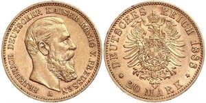 20 Mark Royaume de Prusse (1701-1918) Or Frédéric III (Empire allemand) (1831-1888)