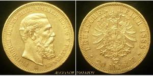 20 Mark Royaume de Prusse (1701-1918) Or Frédéric III (Empire allemand) (1831-1888)