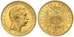 20 Mark Royaume de Prusse (1701-1918) Or Wilhelm II, German Emperor (1859-1941)