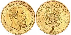 20 Mark Royaume de Prusse (1701-1918) Or Frédéric III (Empire allemand) (1831-1888)