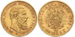 20 Mark Royaume de Prusse (1701-1918) Or Frédéric III (Empire allemand) (1831-1888)
