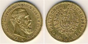 20 Mark Royaume de Prusse (1701-1918) Or Frédéric III (Empire allemand) (1831-1888)