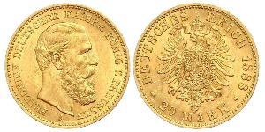 20 Mark Royaume de Prusse (1701-1918) Or Frédéric III (Empire allemand) (1831-1888)