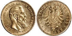 20 Mark Royaume de Prusse (1701-1918) Or Frédéric III (Empire allemand) (1831-1888)