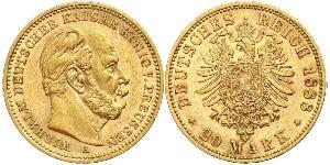 20 Mark Royaume de Prusse (1701-1918) Or Wilhelm I, German Emperor (1797-1888)