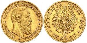 20 Mark Royaume de Prusse (1701-1918) Or Frédéric III (Empire allemand) (1831-1888)