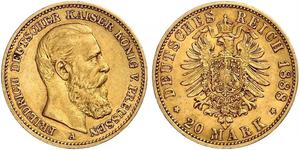 20 Mark Royaume de Prusse (1701-1918) Or Frédéric III (Empire allemand) (1831-1888)