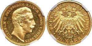 20 Mark Royaume de Prusse (1701-1918) Or Wilhelm II, German Emperor (1859-1941)
