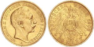 20 Mark Royaume de Prusse (1701-1918) Or Wilhelm II, German Emperor (1859-1941)