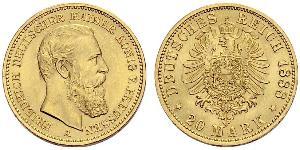 20 Mark Royaume de Prusse (1701-1918) Or Frédéric III (Empire allemand) (1831-1888)