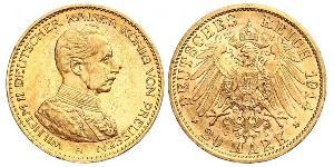 20 Mark Royaume de Prusse (1701-1918) Or Wilhelm II, German Emperor (1859-1941)