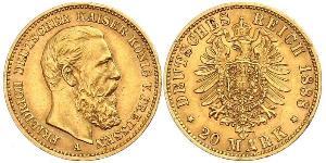 20 Mark Royaume de Prusse (1701-1918) Or Frédéric III (Empire allemand) (1831-1888)