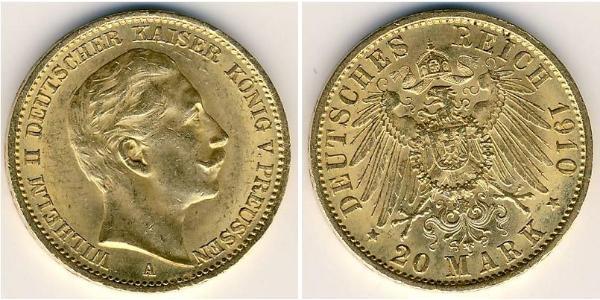 20 Mark Royaume de Prusse (1701-1918) Or Wilhelm II, German Emperor (1859-1941)