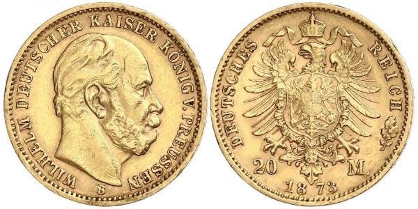 20 Mark Royaume de Prusse (1701-1918) Or Wilhelm I, German Emperor (1797-1888)