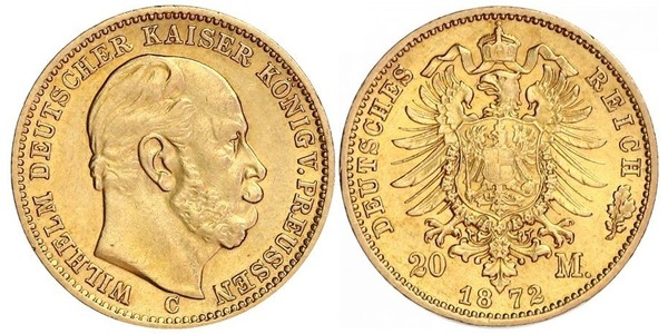 20 Mark Royaume de Prusse (1701-1918) Or Wilhelm I, German Emperor (1797-1888)