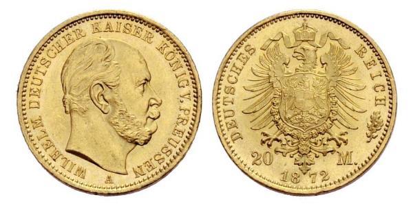 20 Mark Royaume de Prusse (1701-1918) Or Wilhelm I, German Emperor (1797-1888)