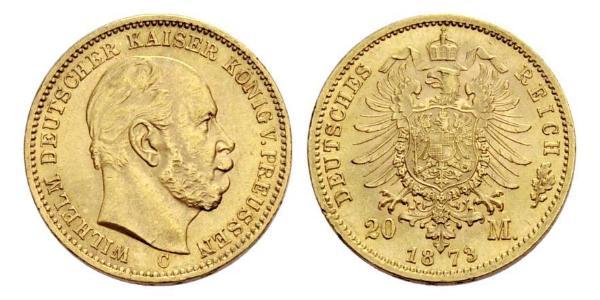 20 Mark Royaume de Prusse (1701-1918) Or Wilhelm I, German Emperor (1797-1888)