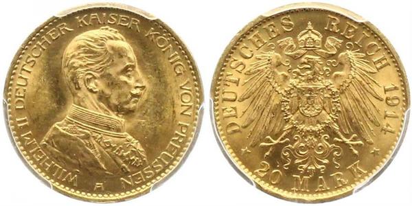 20 Mark Royaume de Prusse (1701-1918) Or Wilhelm II, German Emperor (1859-1941)